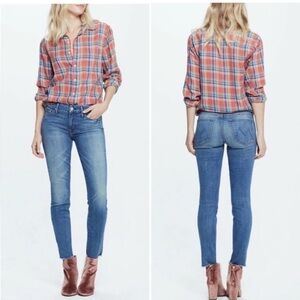 MOTHER Looker Ankle Fray Jeans In Birds Of Paradise Size 25